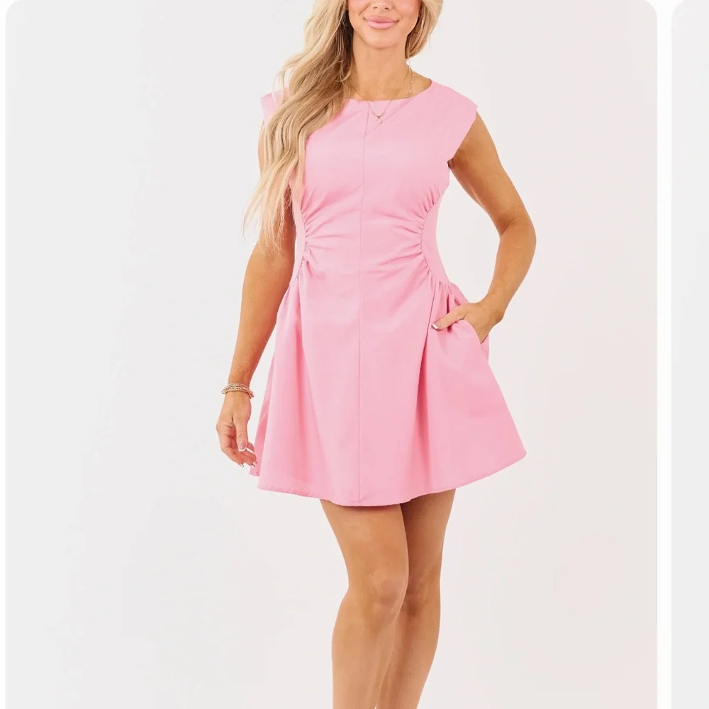 Pink Ruched Mini Dress - Picture 5 of 5